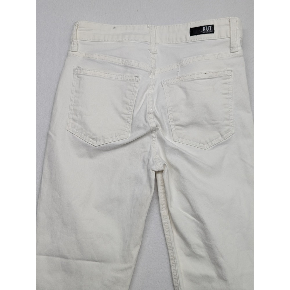 Kut from the Kloth White High Rise Raw Hem Ankle Skinny Jeans Womens 2
